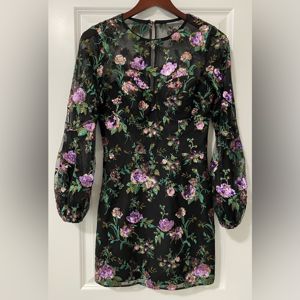 NWOT Dress The Population Mila Sequin Embroidered Floral Cocktail Dress Size S - Picture 4 of 8